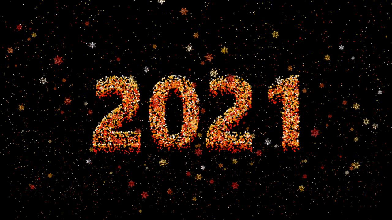 4k abstract loopable 2021 año nuevo y fondo de copo de nieve