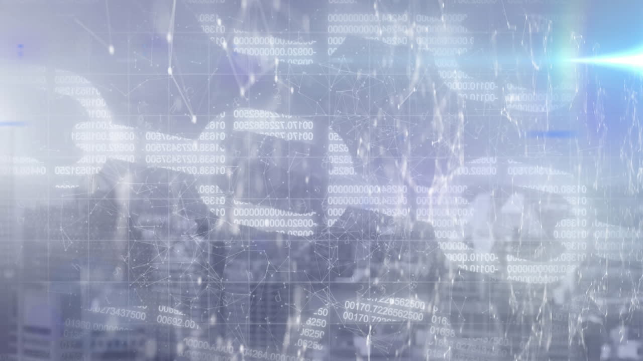 シティスケープ上のオンラインセキュリティインターフェースのアニメーション