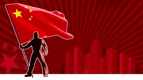 portador de la bandera de la china de fondo
