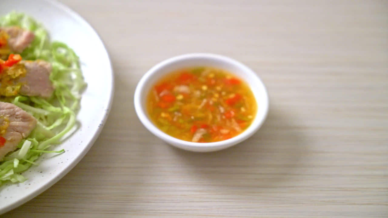 Spicy Pork Salad or Boiled Pork with Lime Garlic and Chili Sauce