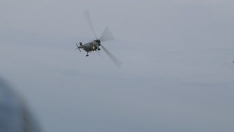 plz w-3 sokol sars helicopter demonstrating low fly at baltic international airshow, handheld shot, 4k