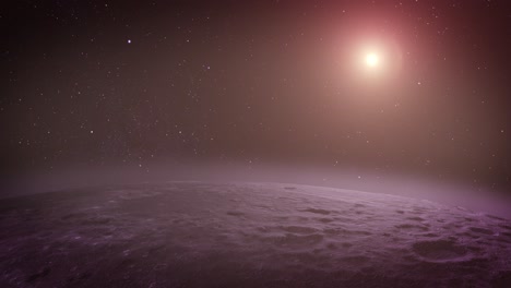 paisaje de un planeta alienígena con un sol brillante