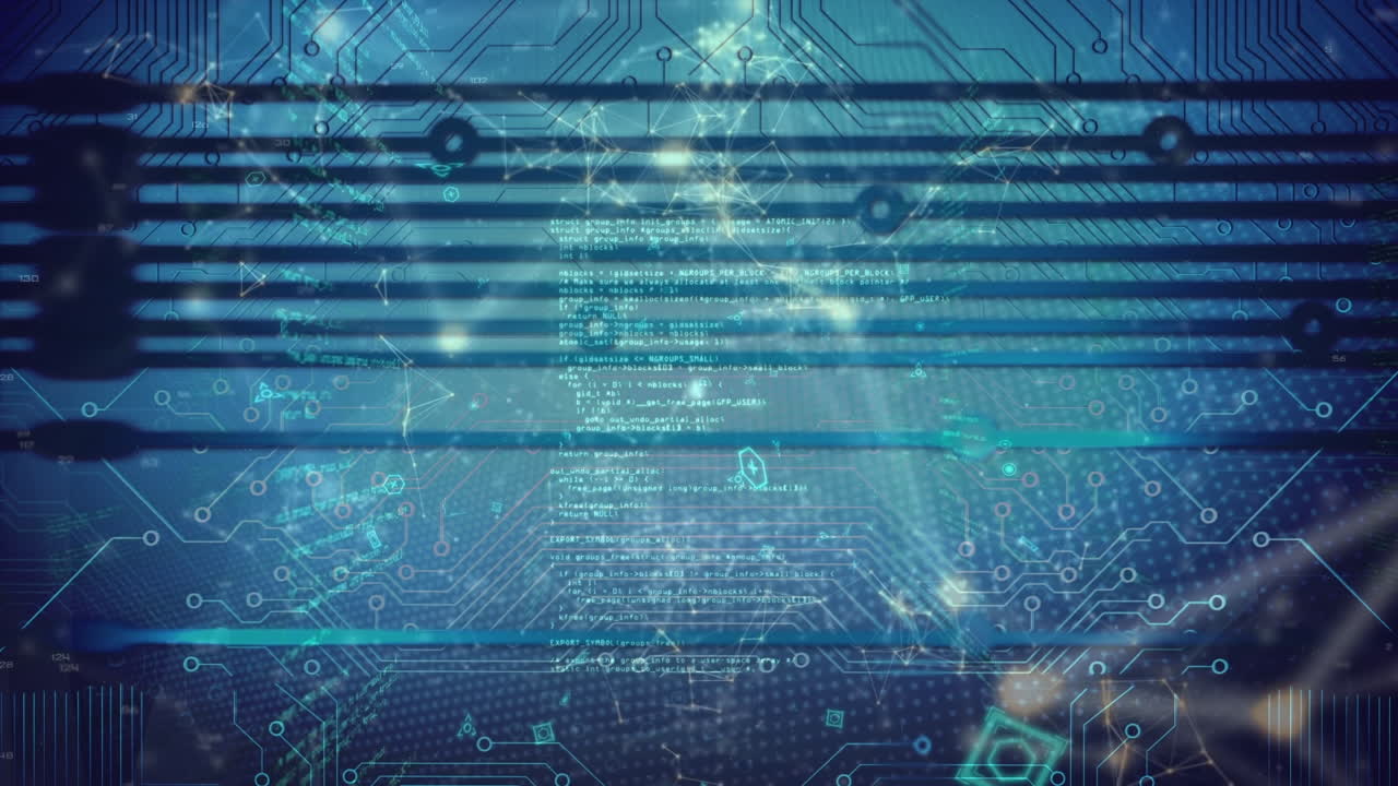 다양한 데이터를 가진 디지털 화면을 통해 연결 네트워크의 애니메이션