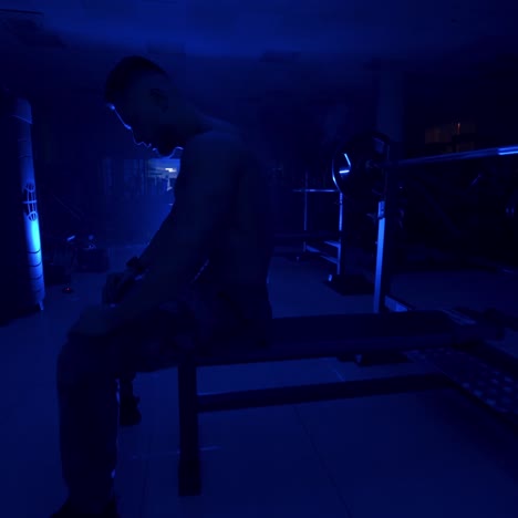 man preparing for training