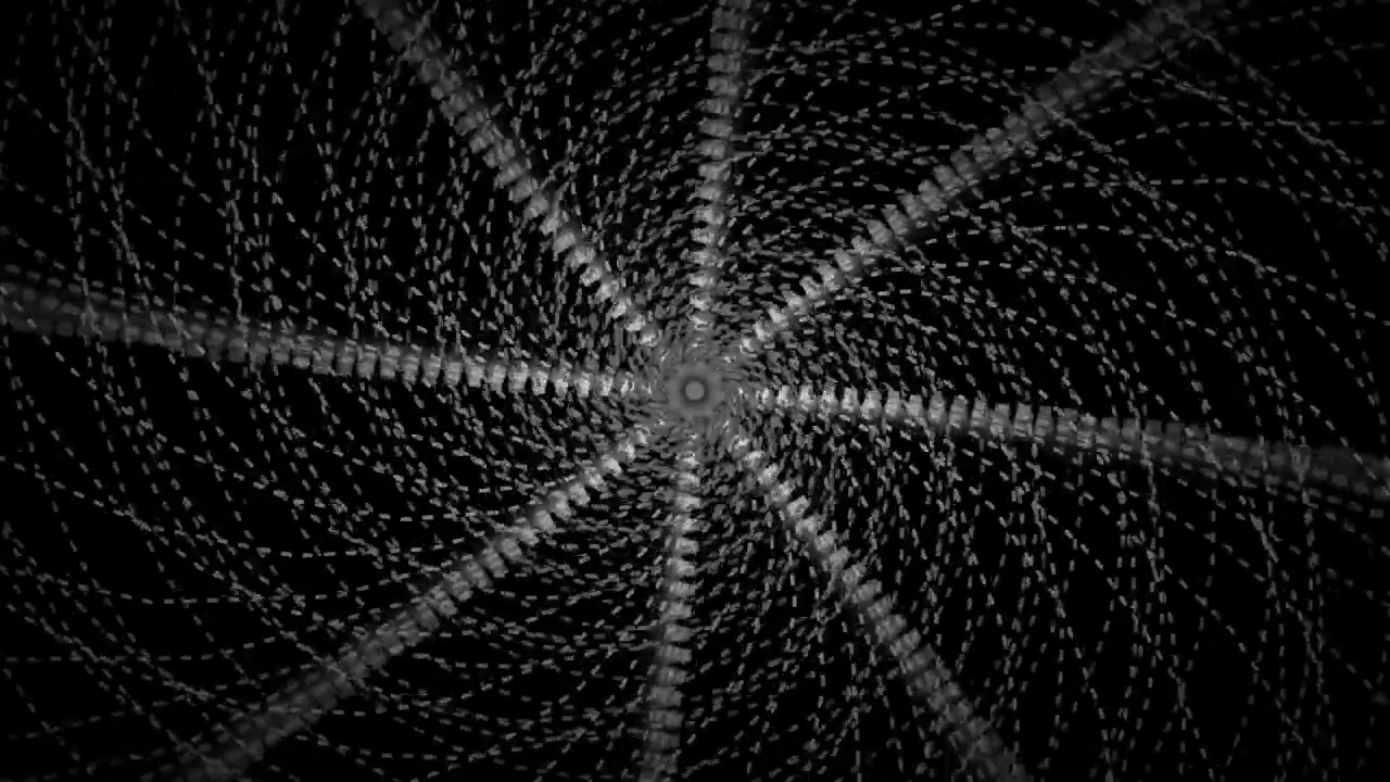 Abstract Rotating Geometric Pattern of White Dots on Black Background