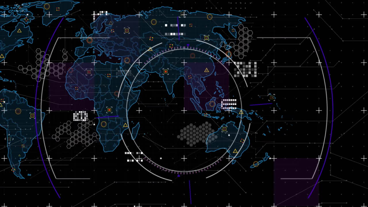 Animation of scope and data processing over world map