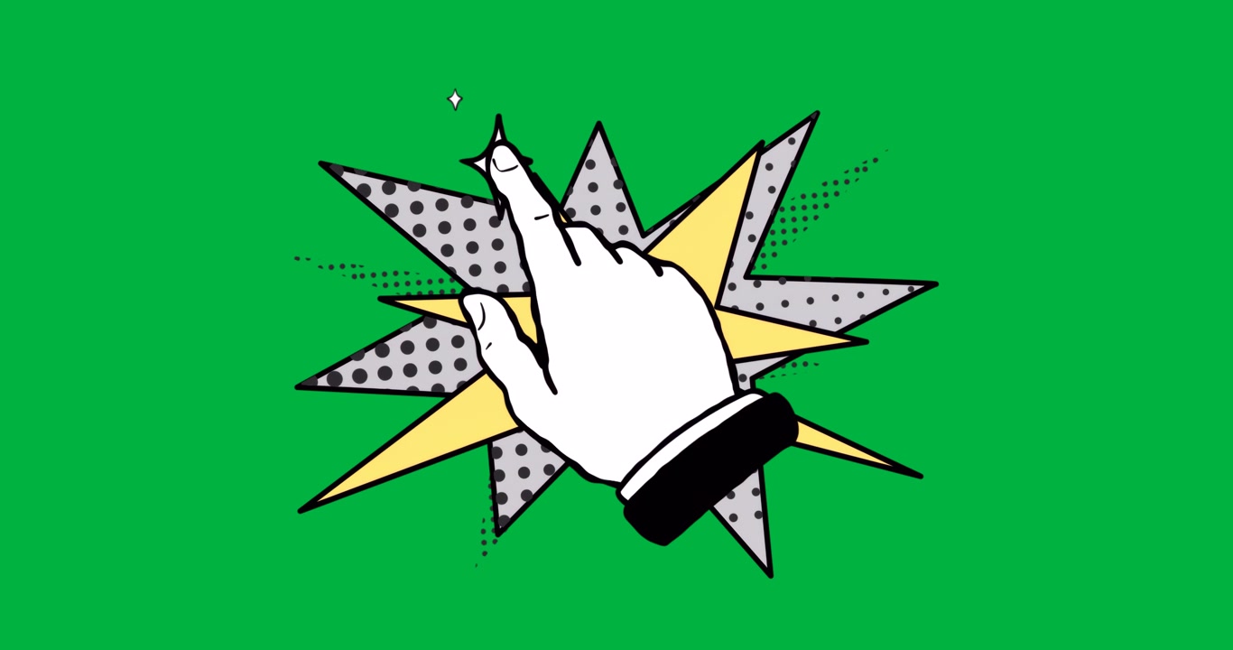 Designers applying yellow starburst over grey polka-dot burst in transparent field for marketing