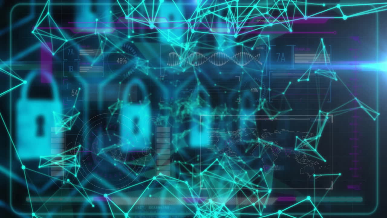 animación del procesamiento de datos a través de cerraduras de seguridad