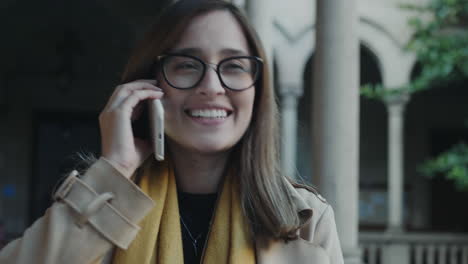 Student-having-conversation-on-cellphone.-Businesswoman-calling-on-phone-outside