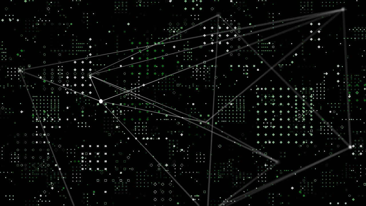 Web of connections and data processing against black background