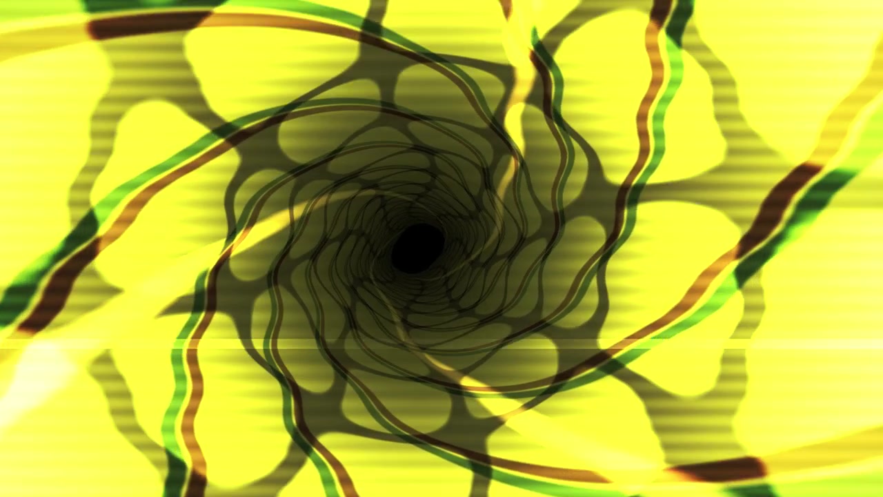Abstract Yellow Tunnel with Digital Glitch Effects