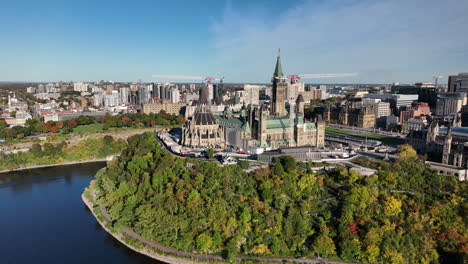 autumn aerial ottawa downtown skyline parliament