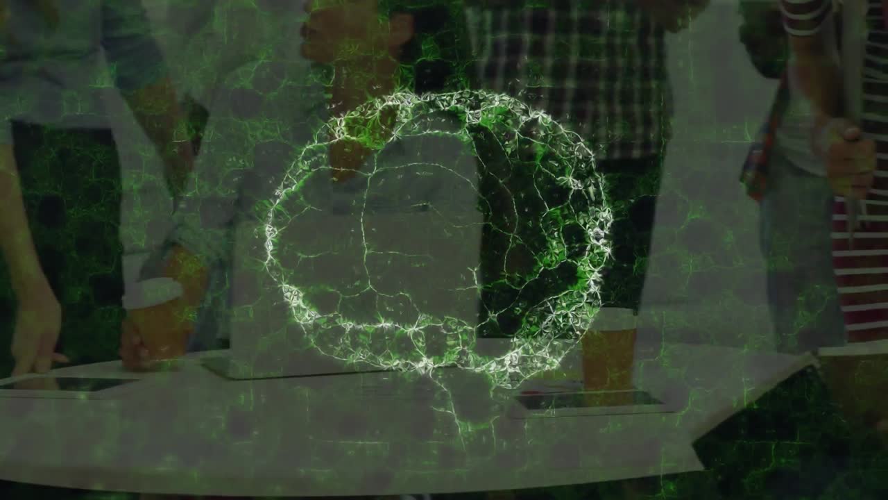 animación del cerebro humano y conexiones sobre personas de negocios en la oficina