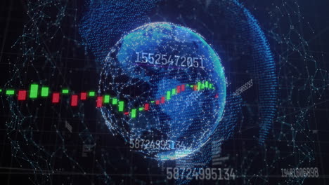 animación del procesamiento de datos financieros en todo el mundo sobre un fondo negro