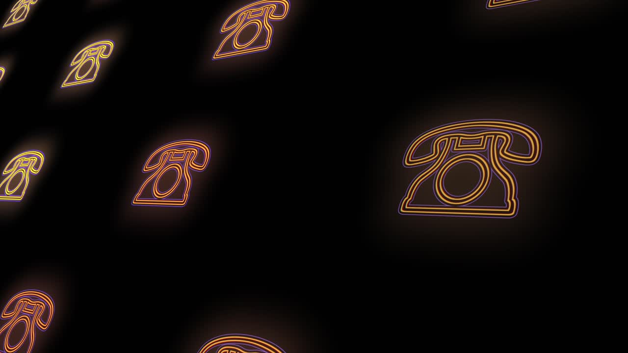 펄스 빛이 있는 행의 네온 복고 전화 패턴