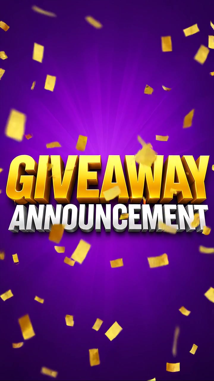 Giveaway Announcement Motion Graphic with Falling Gold Confetti