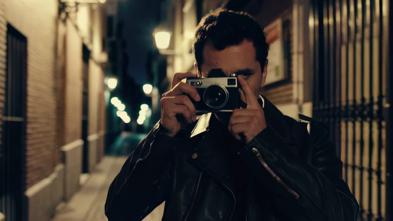 Photographer in a Night Alley