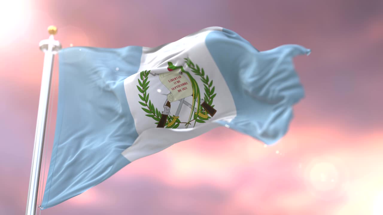 태양이 지는 동안 바람에 손을 흔들고 있는 과테말라인, 루프