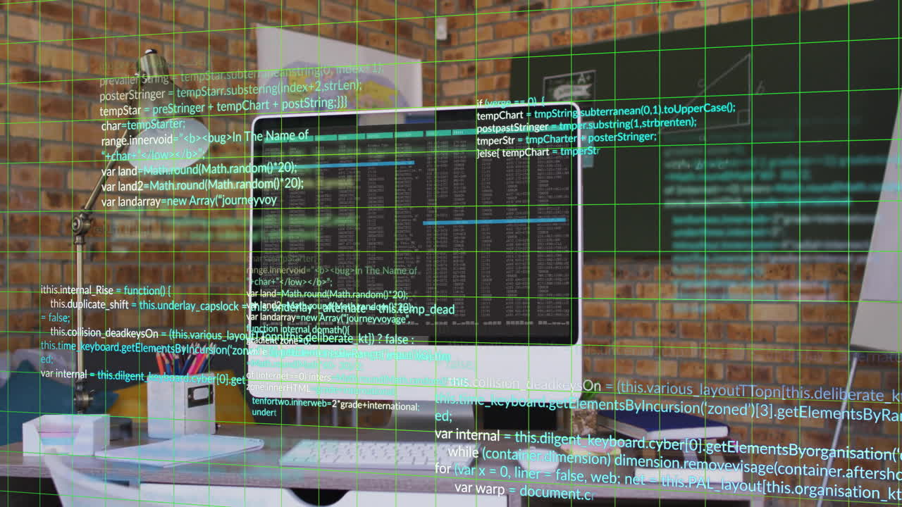 animación del procesamiento de datos digitales a través de una computadora de escritorio