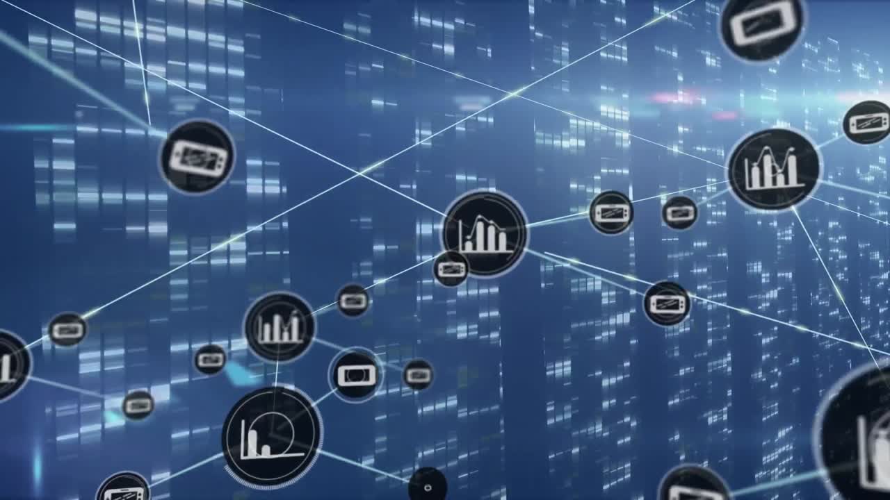 animación de la red de conexiones con iconos