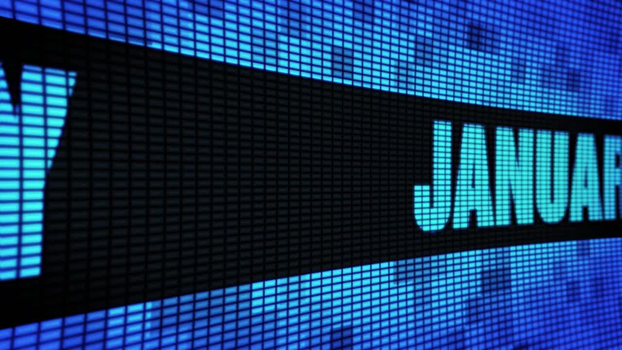 January displayed on a digital screen