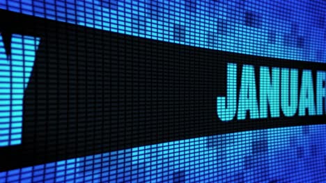 january displayed on a digital screen