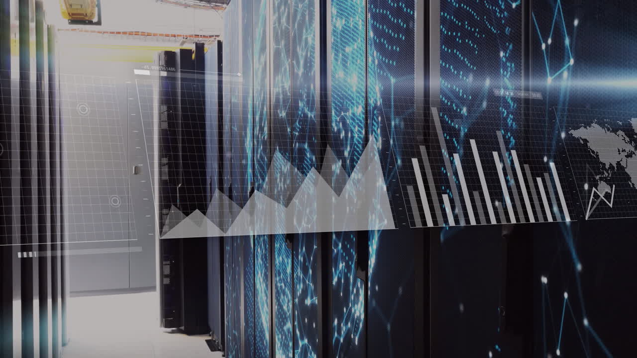 Animation of digital data processing over computer servers