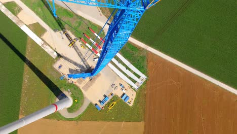 the wind turbine's head is currently undergoing construction - bird's eye view