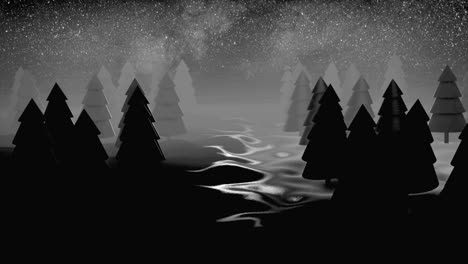 winter forest at night