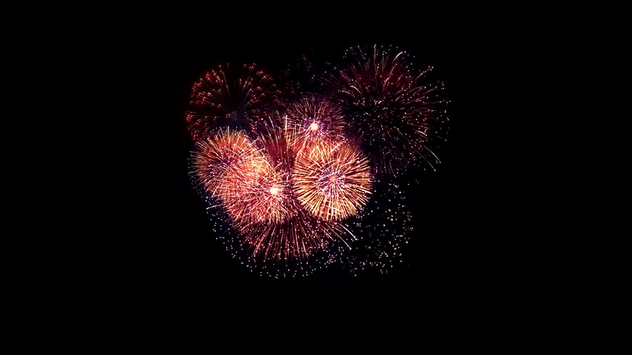 4K Abstract Loop seamless of real Fireworks Show Explosion Background.
