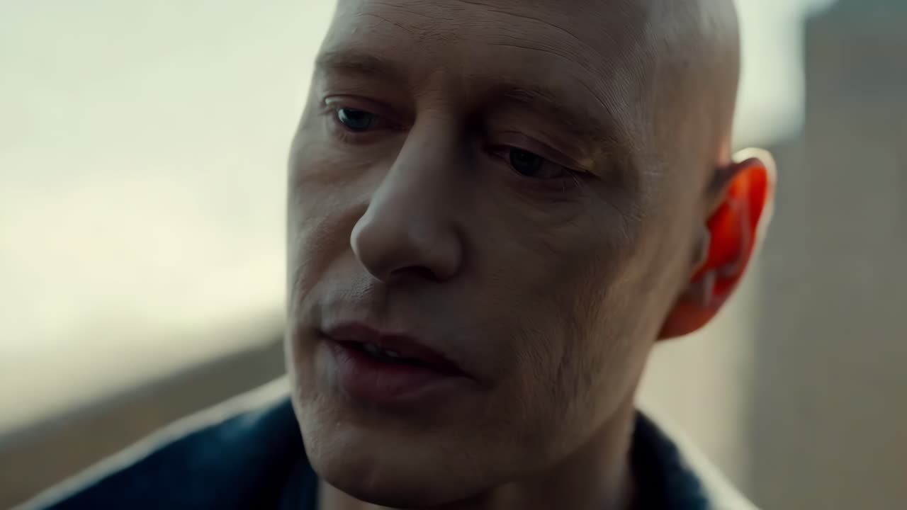 primer plano de un hombre calvo