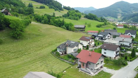 going up at the edge of urbane settlement and green meadows and farms