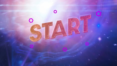 Animation-of-you-win-text-orange-to-red-letters-over-purple-hexagons-on-pink-to-blue-background