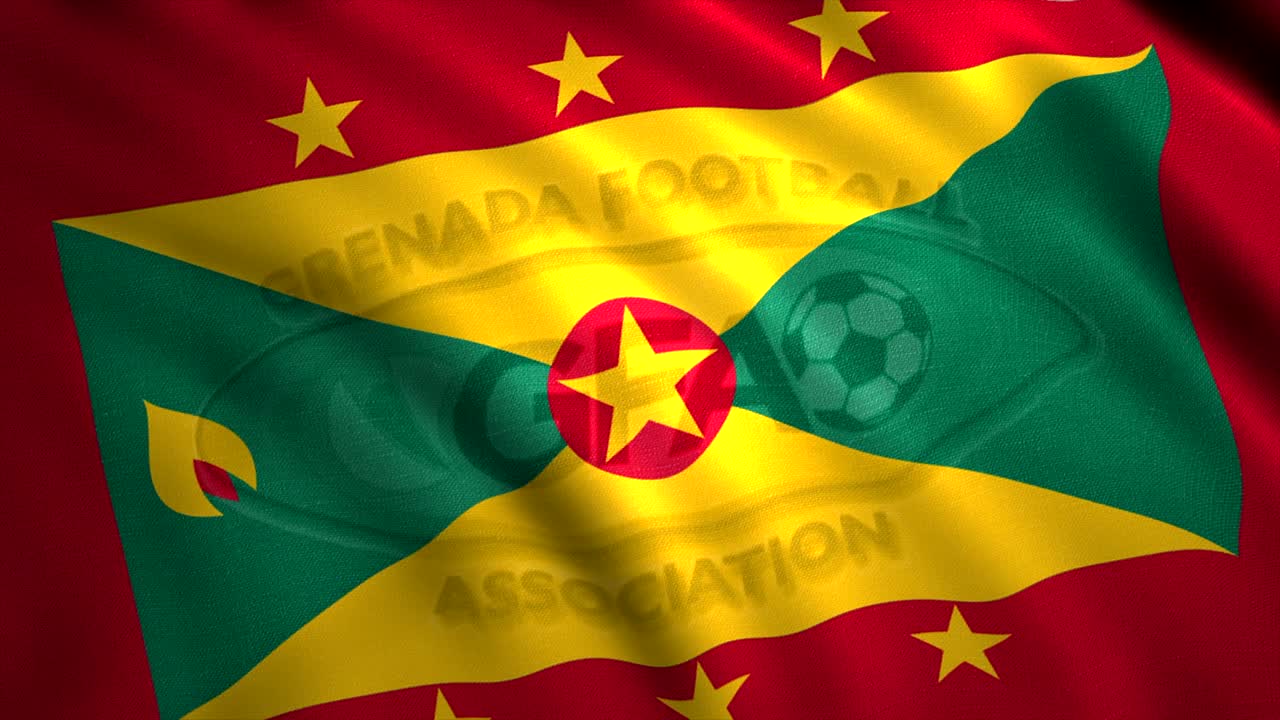 축구 협회 로고와 함께 그레나다 발을 흔들고 있습니다.