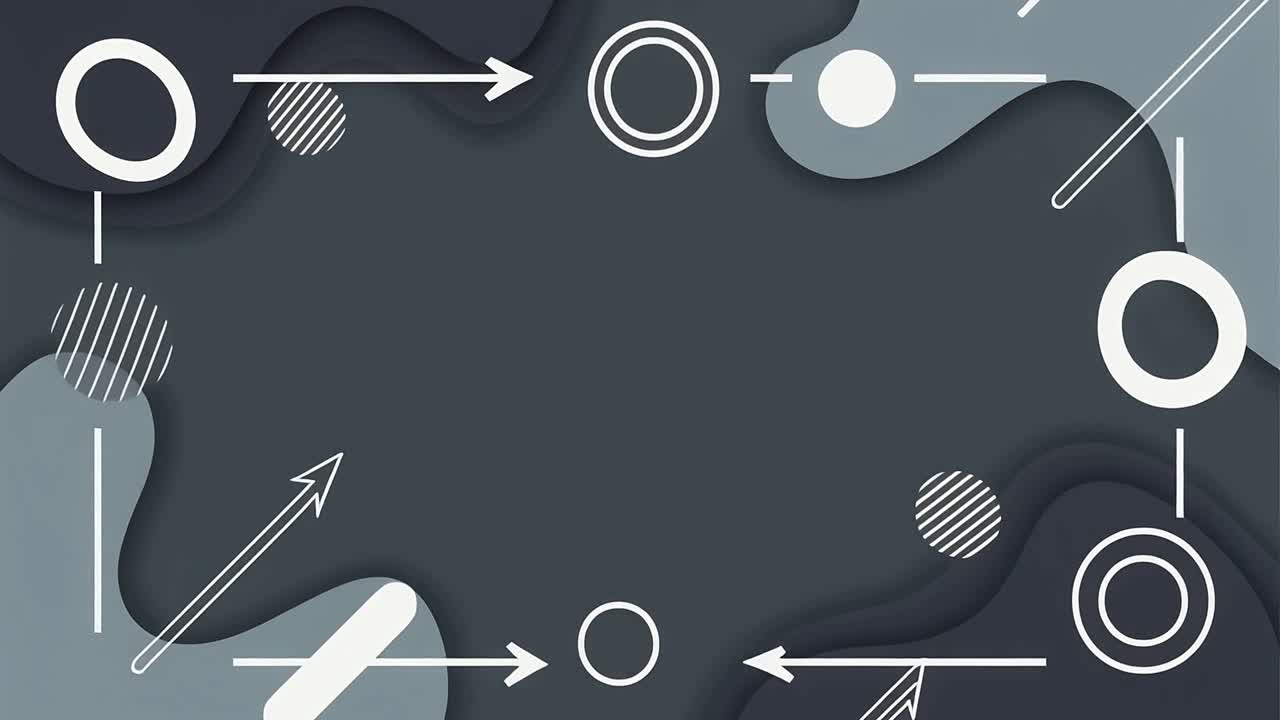 Animated Abstract Geometric Shapes Moving on Grey Background