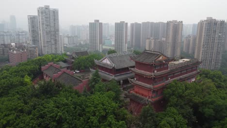 a temple surrounded by a city