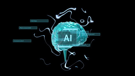 Animation-of-human-brain-and-ai-data-processing-over-black-background