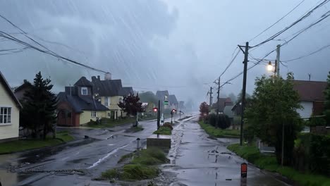 a powerful storm hits a small town, bringing heavy rain and strong winds