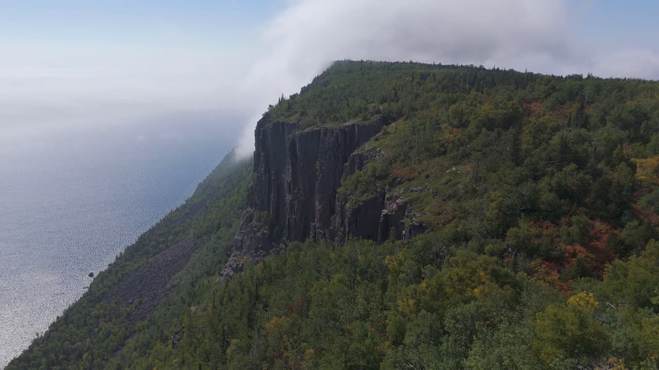 Vertical drop cliffs at Sleeping Giant Provincial park Aerial view