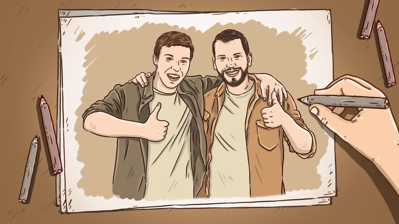 두 명의 행복한 남자의 그림