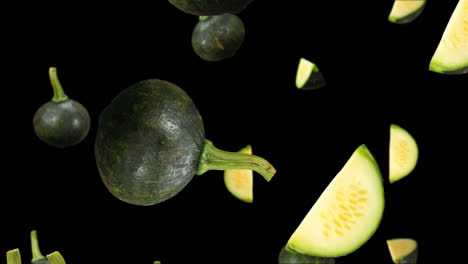 falling green pumpkins with alpha channel