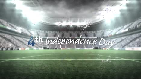 animation of independence day text over sports stadium