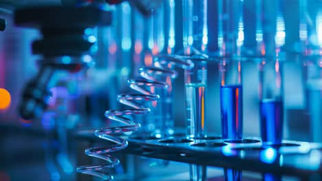 laboratory experiment with test tubes