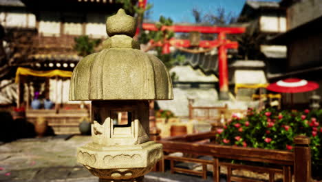 a traditional japanese stone lantern in a garden