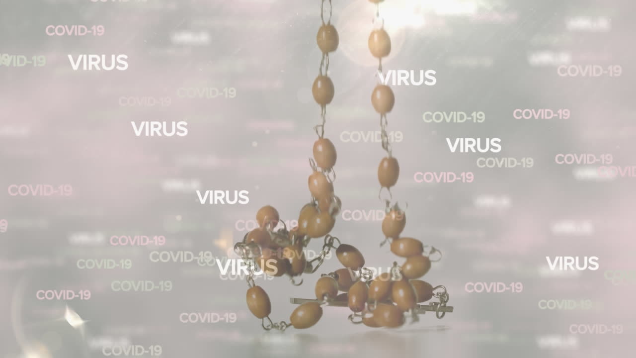 코로나19와 바이러스 문자에 대항하여 주기도 떨어지는 것