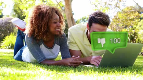 Animation-of-autumn-leaves-falling-over-happy-african-american-family-in-park