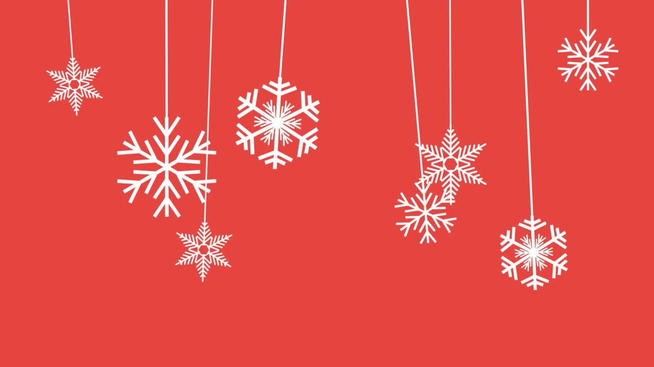 fondo de invierno, nieve colgando por un hilo. animación, diseño plano