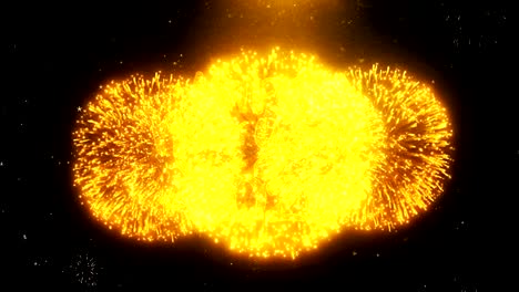 happy new year 2025 text wish on firework display explosion particles.