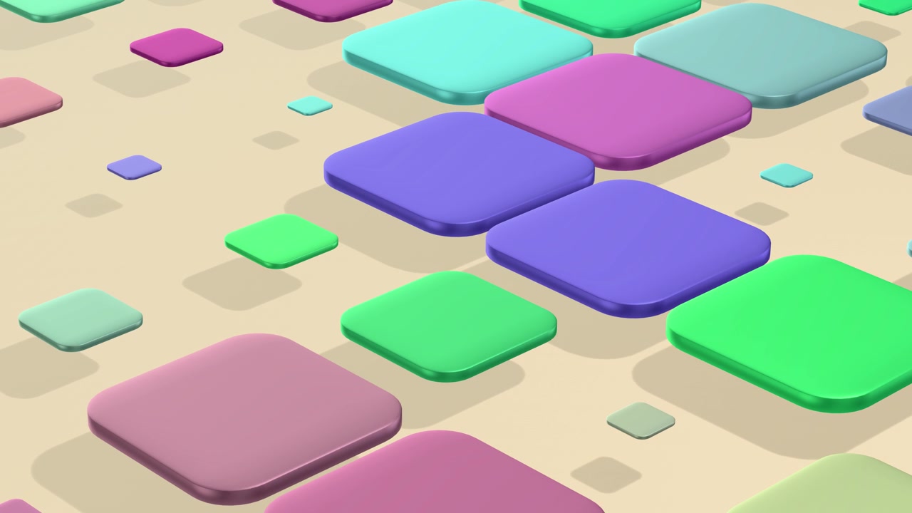 Floating Colorful Rounded Square Tiles on a Beige Background