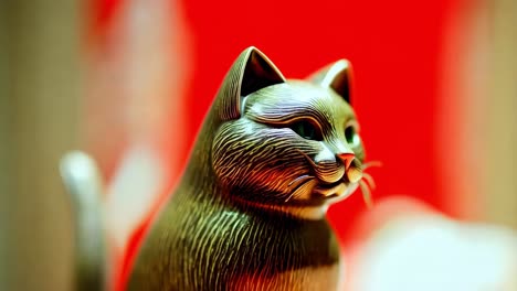 close-up of a decorative bronze cat sculpture